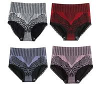 4PCS Graphene Fiber Restoration High Waist Briefs,Graphene Vaginal Tightening & Body Shaping Briefs,Women Cotton Knickers Briefs Tummy Control Underwear,Women Tummy Control Body Shaper Shapewear (L)