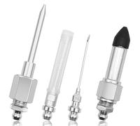 4pcs Grease Gun Needle Nozzle Accessory Set, 2 Grease Needle Nozzles + 1 Grease Needle Dispenser + 1 Rubber Nipple Adapter Grease injector Narrow Tight Spaces Needle Point Tip Fitting Tool Coupler