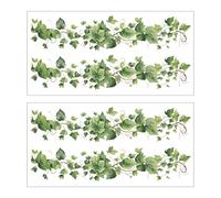 4Pcs Green Leafy Vine Wall Stickers, Natural Plant Wall Decals Hanging Vine Stickers Peel and Stick DIY Home Wall Leaf Art Decoration for Living Room Bedroom TV Background Classroom Kitchen