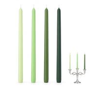 4Pcs Green Taper Candles, 25CM Gradient Green Soft Colors Pillar Candle, Quality Non-Drip Paraffin Wax Candles with Cotton Wicks for 6-10 Hours Long Burning for Table Dinner Wedding Christmas