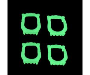 4Pcs Green Vampire Teeth Fangs Glow in The Dark Plastic Fake Vampire Teeth Kids Sharp Teeth Halloween Decorative Luminous Dentures