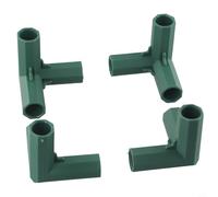 4pcs Greenhouse Pole Joints Connectors for 16-17mm Pipes, PP Plastic Structure Adapters for Garden Tents Frames Shelves, Dark Green(A)