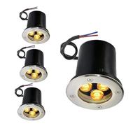 4PCS Ground Landscape Lights - 3W Outdoor Round Buried Lamp, IP67 Waterproof Stainless Steel Recessed Spotlight, Well Lights for Terrace Path Illuminate(Warm White,3W(24V))