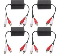 4pcs Ground Loop Noise Filter for Car Audio Systems 33x3.8x3cm | Black Inline Isolator, Plug and Play Install, Adjustable for Amplifier Setup and Rca Line