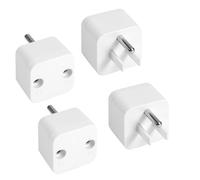 4pcs Grounding Plug Adapters, Earthing Splitter ABS Copper Safety Ground Adapter for Grounding Mat Sheet Wristband Pillowcase Durable Earth Socket Port Compatible with US Type B Outlet (White)