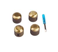 4Pcs Guitar Knob Hat with Slot Screwdriver, Metal Control Knob Replacement Kit for Electric Guitar, Acoustic Guitar, Bass and Ukulele, Durable Scratch - Resistant Knobs