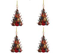 4pcs Guitar Ornament, Rockin' Around The Guitar Christmas Tree Ornament, 2D Premium Acrylic Rock Christmas Tree Ornaments, Wood Guitars Musical Instrument Decoration