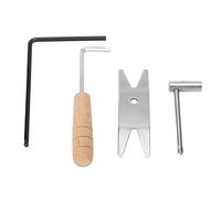 4Pcs Guitar Repairing Tool Set with Wooden Handle Hex Wrench, Truss Rod Adjustment Socket Wrench Kit for Acoustic Electric Guitar Maintenance and Setup