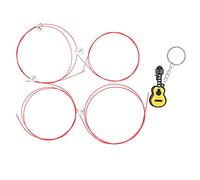 4Pcs Guitar Strings Carbon 4 String Universal Set Ukulele Musical Instrument Accessories Sustain Clear Sound Balanced Tone for Beginners Learning String Instruments Red
