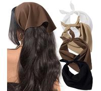 4PCS Hair Bandanas for Women - Boho Triangle Head Scarf Tie-Back Headband Solid Color Fabric Hair Wrap Adjustable Hair Accessories for Daily Wear Travel Beach Festival (#2)