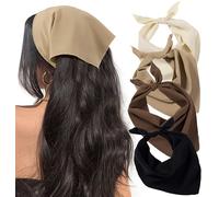 4PCS Hair Bandanas for Women - Boho Triangle Head Scarf Tie-Back Headband Solid Color Fabric Hair Wrap Adjustable Hair Accessories for Daily Wear Travel Beach Festival (#1)