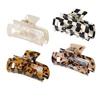 4Pcs Hair Claw Clips, Acetate Hair Banana Barrettes, French Butterfly Jaw Clips, Mermaid Color Crab Hairpin, Leopard Print Stylish Hair Accessories for Women Girls (4 Pcs)