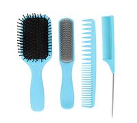 4pcs Hair Comb Set, Paddle Brush Detangling Hairbrush, Tail Comb Styling Kit for Long Thick Thin Curly Hair, Includes Nine Rows Comb and Double Tooth Comb with Antislip Han