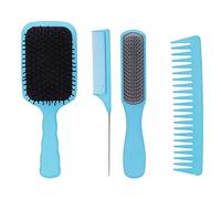4Pcs Hair Comb Set Professional Detangling Hair Brush Paddle Comb Styling Kit for Long Thick Thin Curly Hair ABS TPE Carbon Fiber Nylon Stainless Steel Rubber 23cm 19cm 20cm 24.5cm (Boxed)