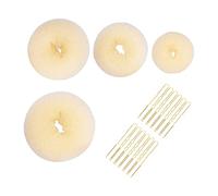 4pcs Hair Donut Hair Bun Shaper Set,4 Size Beige Donut Bun Maker With 12 Golden Bobby Pins,Blonde Doughnut Bun Hair Accessories Bun Shaper for Dancer Ballet Girls,Women,Extra-large,Large,Medium,Small