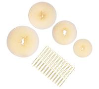 4pcs Hair Donut Hair Bun Shaper Set,Chignon Bun Maker HairRing Style Accessories for Dancer Ballet Girls,4 sizes Beige Donut Bun Maker and 12pcs Golden Bobby Pins,Doughnut Bun HairAccessories