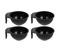 4pcs Hair Dye Mixing Bowls with Handles, Wide Deep Plastic Tint Bowls | Black Colourist Tools for Lightener Powder, Dye, Perm Solution Preparation, Visible Measuring, Neat Storage and DIY Use
