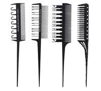 4pcs Hair Dyeing Combs Set with Carbon Professional Highlights Comb | Black Styling Tools, Easy Strand Separation, Unbreakable Build, Protects Cuticle, Four-piece Kit