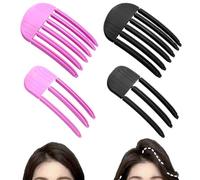 4Pcs Hair Root Clips, Root Volume Clips, Curl Volume Root Comb, Root Volumizing Hair Clips Roots (Rosa Red+Black)