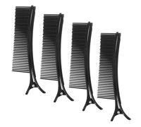 4pcs Hair Sectioning Comb Clips for Salon Styling, Plastic Black Grip | Integrated Parting Comb, Wide Alligator Jaws, Strong Hold for Barbers, Beauty Students, Rollers and Extensions