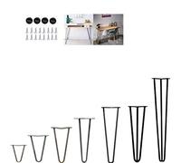 4Pcs Hairpin Table Legs Heavy Duty DIY Furniture Metal Table Legs with Free Screws & Protector Feet - Stable Standard Table Height, 10cm to 72cm, 2Rods, Black (20cm)