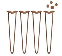 4Pcs Hairpin Table Legs Industrial Style DIY Furniture Heavy-Duty Sturdy Welded Metal Steel Desk with Free Screw Pack and Protector Feet Antique Copper 2 Prong Rods 28 Inch Height 10mm Thickness…