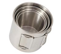 4pcs Halloween Camping Mug Cup 500ml Stainless Steel Rice Bowl | Folding Handle, Mesh Bag Included, White Finish, Outdoor Cooking and Picnic Use, Drink Water or Store Soup
