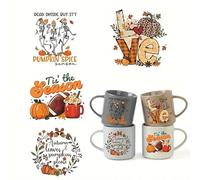 4pcs Halloween Cartoon Skull Pumpkin UV DTF Cup Wraps Winter UV DTF Transfer Waterproof Sticker for Glass Cups Craft DIY Crafts，Rub on Transfer Stickers for DIY Water Bottle Laptop Decal Wood Car