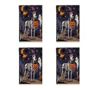 4PCS Halloween Great Dane Dog Kitchen Hand Dish Towels Set, Horror Puppy Graveyard Pattern Quick Dry Dishcloths, Spooky Scary Housewarming Gift for Cooking Kitchen Bathroom