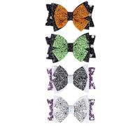 4pcs Halloween Hair Clip Bowknot Clip Faux Leather for Party | Spider Web Design, Easy to Clip on Hair, Hat or Clothes, Festive Halloween Season Accessory