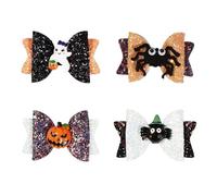 4Pcs Halloween Hair Clips, Glitter Halloween Bow Hairpins, Spider, Pumpkin, Ghost big, Eyed Spider Clips, Halloweens Hair Accessories, Weird Hairs Pins for Party, Cosplay Supplies