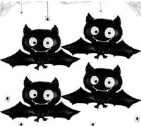4pcs Halloween Large Bat Foil Balloons, Bat Party Balloons for Halloween Party Decorations Favors Supplies