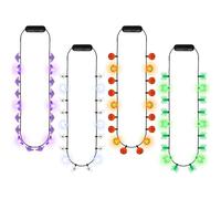 4PCS Halloween Necklace Accessories, Light up Halloween Necklaces Party Favors, Colorful Glow Necklaces with Bats Ghost Pumpkin, Glow Necklaces for Trick or Treat Adventure Activities Party Favors