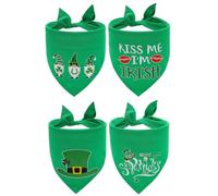 4pcs Halloween Patrick Dog Scarf St Patrick's Day Cotton Triangle Bib | Green Festive Pattern Design, Breathable Comfortable Wear, Cat and Puppy Holiday Daily Life
