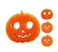 4pcs Halloween Pumpkin Dish Washing Sponge, Dual Sided Foam Scrubber | Textured Orange Foam Core, Gentle on Ceramic and Glass Surfaces, Festive Autumn Decor for Home Cooks