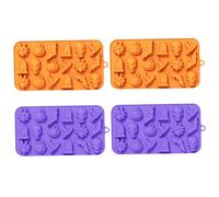 4Pcs Halloween Silicone Molds, 18 Cavity Various Pumpkin Ghost Shapes Chocolate Molds Non Stick Food Grade Silicone Moulds for Chocolate, Fondant, Cupcake|