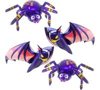 4Pcs Halloween Spider and Bat Balloons - 39 Inch Large Purple Foil Balloon for Party Decorations, Spooky Theme Parties, Haunted House Supplies