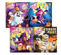 4pcs Halloween Sticker Books by Number for Kids Ages 4-8,Kid Sticker Books with Stories to Improve Intelligence,Kids Plane Activities Book,Girls/Boys Crafts Party Birthday Halloween Gifts Toys