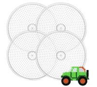 4pcs Hama Beads Pegboard, Fuse Beads Boards, Plastic Hama Bead Boards, 5mm Fuse Bead Board for Hama Bead, Transparent Fuse Beads Pegboard for Children Adults DIY Round