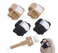 4PCS Hammer Toe Straightener with Metal Plate,Fabric Hammer Toe Corrector,Hammer Toe Splints for Broken/Bent/Crooked/Overlapping Toes(Black+Skin)