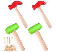 4Pcs Hammer Toys with 40Pcs Small Wooden Hammer Simulation Fake Hammerr Maintenance Tools,Toy Hammerss Plastic Toddler Claw Hammer-s Portable Toys Pretend Play Fake Mallet Hammers for Boys Girls