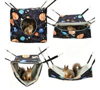 4Pcs Hamster Hammock House Rat Cage Accessories Guinea Pig Hideout Bed Includes Cube Hideout, Hammock, Tunnel and Square Blanket, Washable Ferret Hanging Nest for Chinchilla, Sugar Glider and Squirrel
