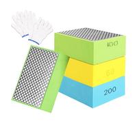 4pcs Hand Diamond Polishing Pads for Glass, Tile Polishing Pad, Grit Grinding Block, Diamond Sanding Blocks for Porcelain,Concrete Stone Granite Marble Ceramic, 60/100/200/400