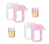 4Pcs Hand Sanitizer Spray Case Compatible with Touchland Spray 1 FlOz/30ml,Silicone Case Protective Holder with Keychain for Travel Work School and Portability (Pink and White)