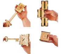 4PCS Handcrafted Wooden DIY Magic Set, 2025 New Magic Pencil Box, Word Through Finger Magic Trick, Key Through Coin Magic, Sword Through Finger Magic Trick, DIY Magic Set