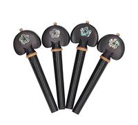 4PCS Handmade Ebony Fine Tune Pegs, Pre Punched Wear for Cello, Black Color with Elegant Gold Paint, Unique Carvings, Easy Installation
