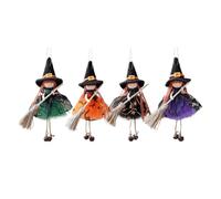 4pcs Handmade Kitchen Witch Doll, Halloween Hanging 3d Ornament With Broom, Hanging Witch Decoration, Hangable Witchs Doll Ornament,Scary Collectible Figurine Decoration For Kitchen Wall Hallowe