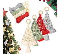 4PCS Handmade Macrame Woven Tree, Hanging Ornaments For Holiday Wall Hanging, Make Your own Boho Christmas Tree DIY Kit for Beginners