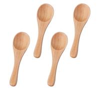 4pcs Handmade Small Wooden Spoons, 3.93x1.18 Inch Wooden Color Mini Condiment Spoons Tiny Spoons Wooden Serving Utensils Teaspoon for Honey Spices Sauces Sugar Salt