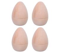 4pcs Handmade Wooden Hollow Easter Eggs with Flat Base | Unpainted Fillable Wood Eggs with Rustic Finish, for Spring Decor, Birthday Parties, and Egg Hunt Supplies